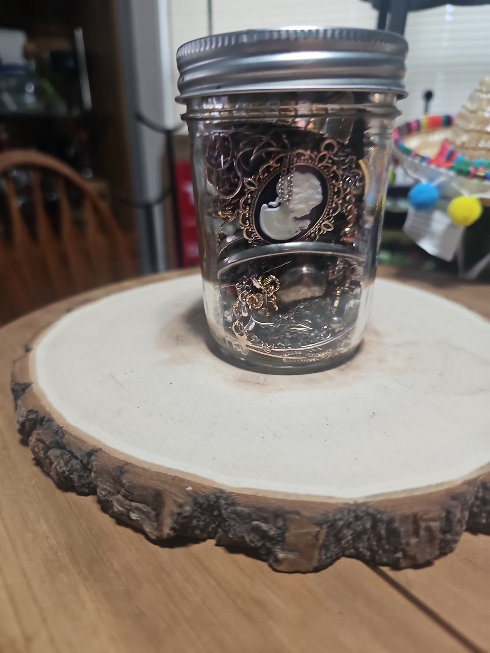 Glass Mason Jar with Silver Lid - Decorative Mystery Jewelry Jar
